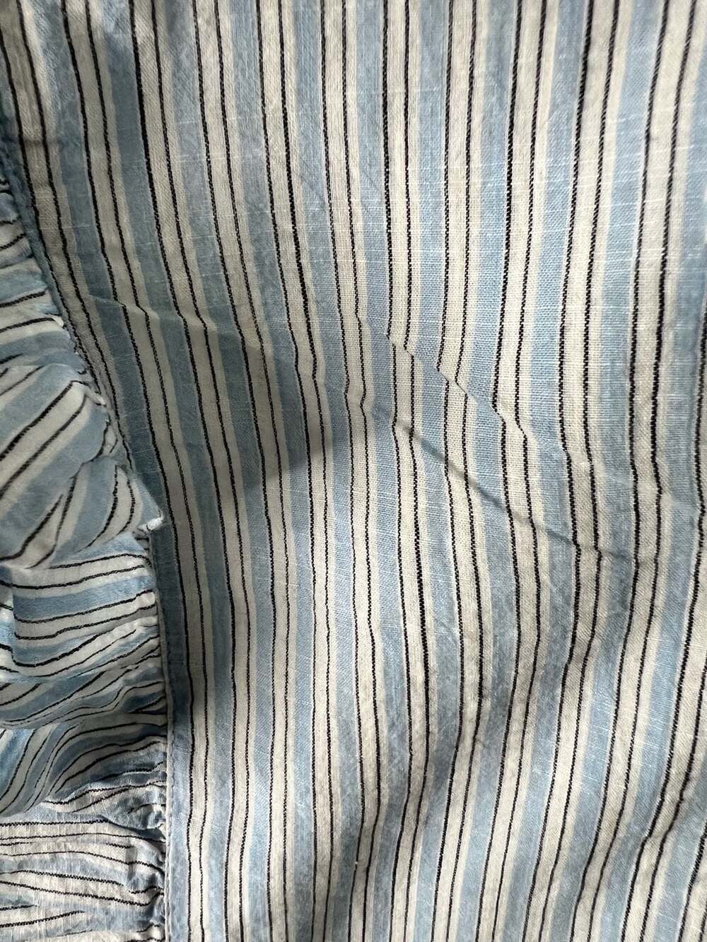 LOFT Striped Ruffle Tie Neck Peplum Sleeveless Blouse - Picture 11 of 11
